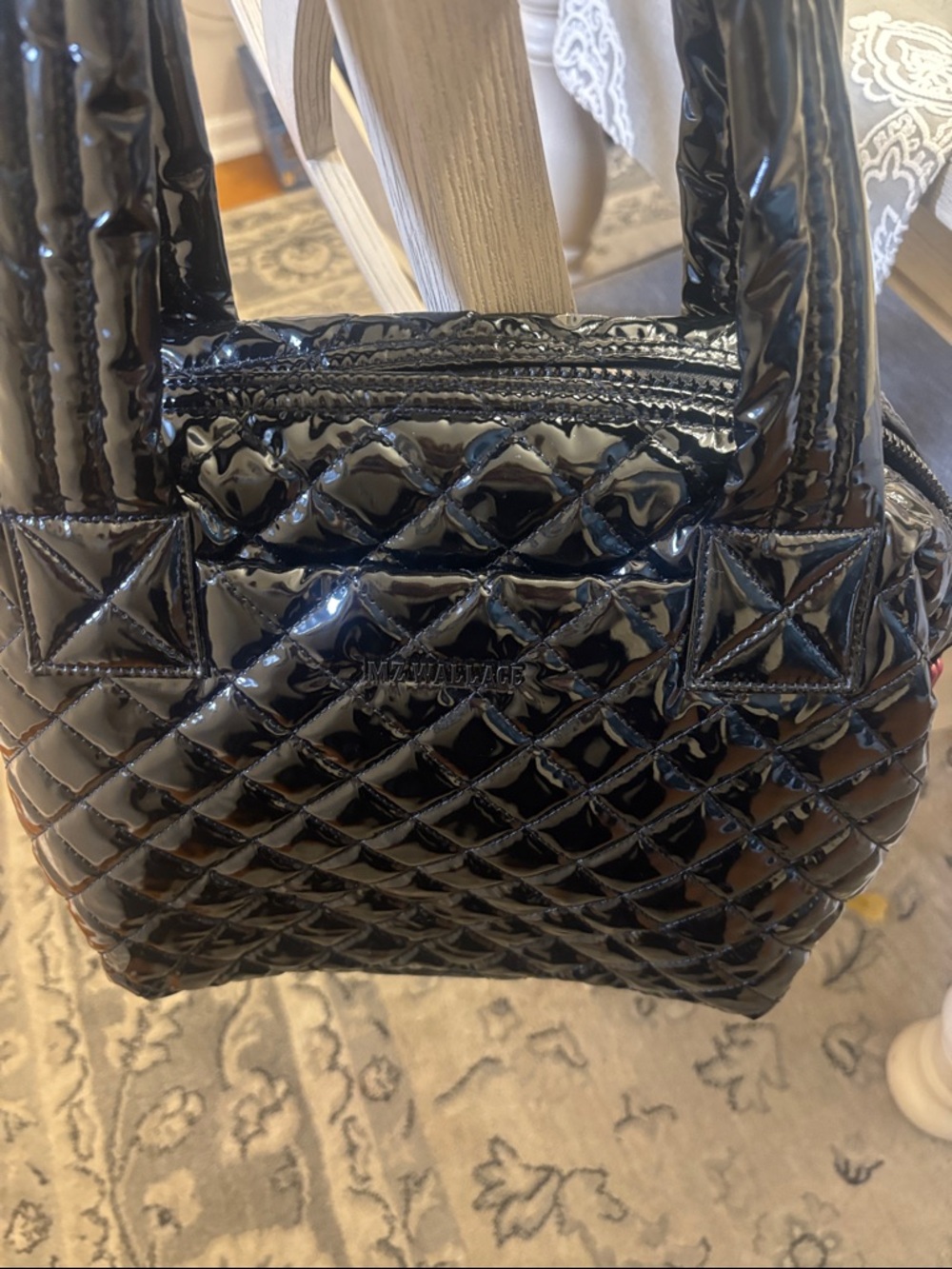 MZ Wallace Sutton medium Black Quilted Patent Tote